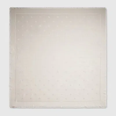 Gucci Double G Silk Wool Shawl In Neutral