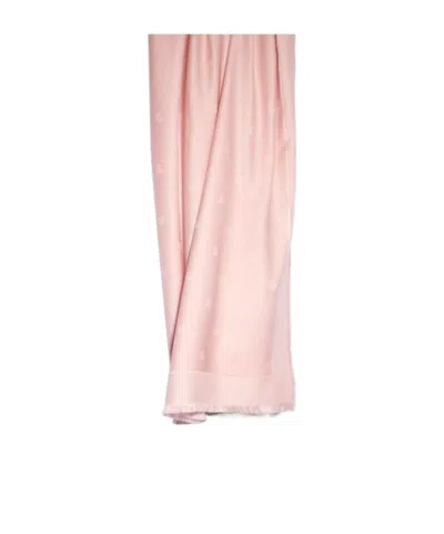 Gucci Double G Silk Wool Shawl In Pink