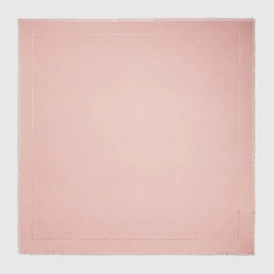 Gucci Double G Silk Wool Shawl In Pink
