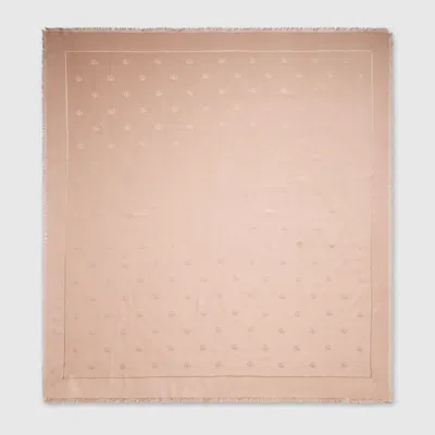 Gucci Double G Silk Wool Shawl In Sand
