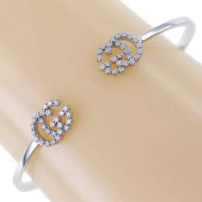 Pre-owned Gucci Double G Silver White Gold Bracelet Jewelry ()