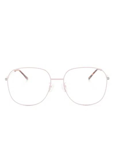 Gucci Double G Square-frame Glasses In Pink