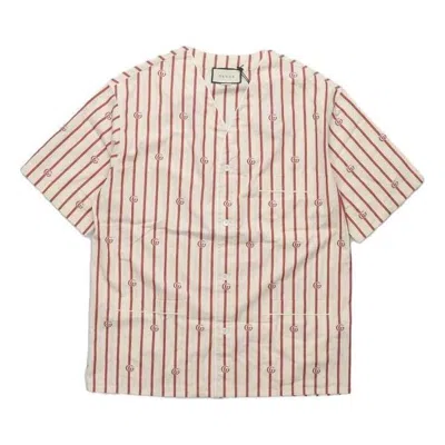 Gucci Double G Stripe Bowling Shirt 'white Red'