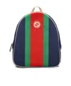 Gucci Double G Striped Backpack In Blue