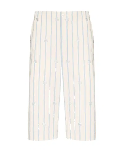 Gucci Double G Striped Shorts In White