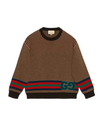 GUCCI DOUBLE G STRIPED WOOL JUMPER