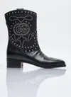 GUCCI DOUBLE G STUDDED LEATHER BOOTS