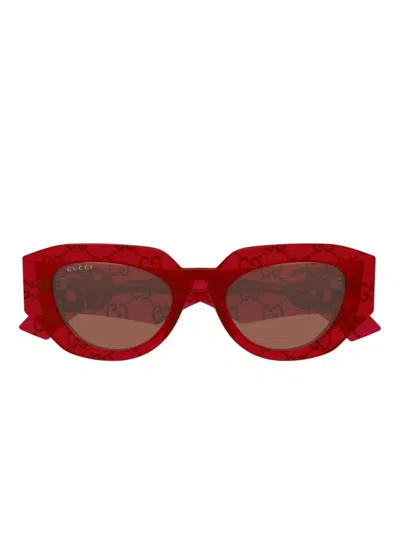 Gucci Double G Sunglasses In Red