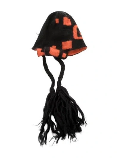 Pre-owned Gucci Double G Tassel Trapper Hat In Black