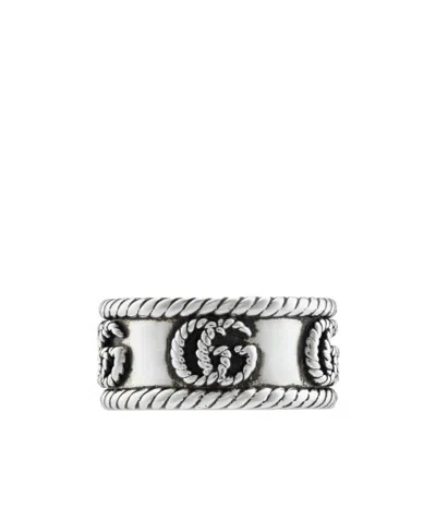 Gucci Double G Textured-detail Ring In Metallic