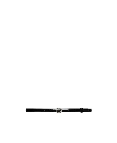 Gucci Double G Thin Belt In Black