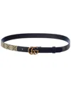 Gucci Double G Thin Gg Supreme Canvas & Leather Belt