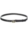 Gucci Double G Thin Leather Belt In Black
