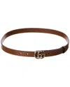 Gucci Double G Thin Leather Belt In Brown