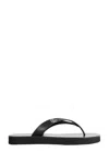 Gucci Black Nappa Leather Platform Thong Sandals With Double G In Black