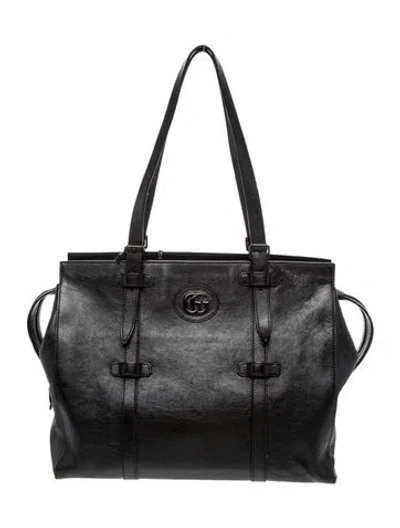Pre-owned Gucci Double G Tote In Black