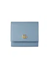 Gucci Double G Two-tone Small Wallet In Blue