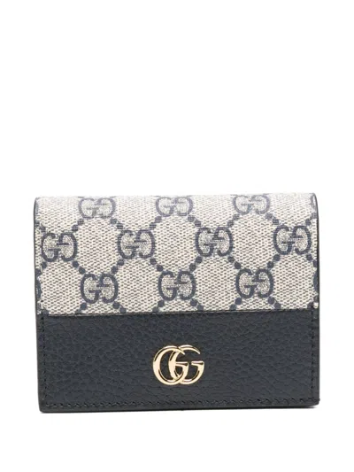 Gucci Marmont Petite Gg Canvas Wallet In Blue