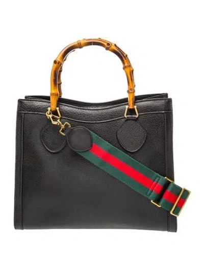 Pre-owned Gucci Double G Vintage Bamboo Tote Vintage In Black