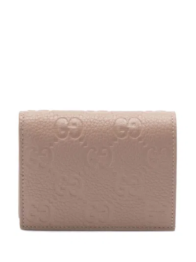 Gucci Gg Emblem Mini Wallet In Nude