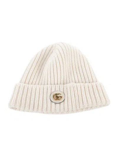 Pre-owned Gucci Double G Wool Cashmere Beanie In Neutral