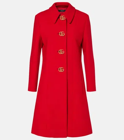 Gucci Double G Wool Coat In Red