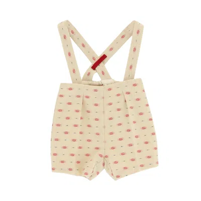 Pre-owned Gucci Double G Wool Overalls 'cream' | Kid's Size 6 In White