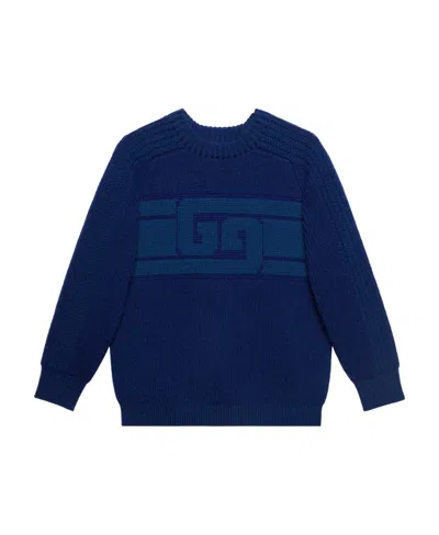 Gucci Double G Wool Sweatshirt In Blue