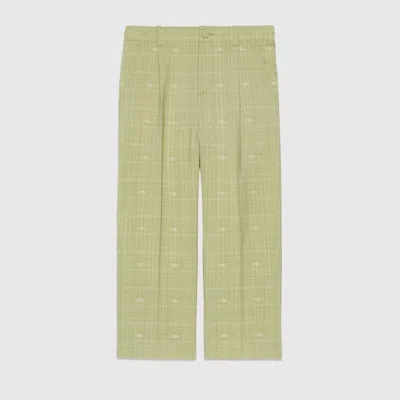 Gucci Kids' Double G Wool Viscose Pant In Green