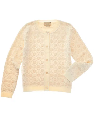 Gucci Double G Wool-blend Cardigan In Neutral