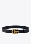 Gucci Double Gg Iconic Leather Belt In Black