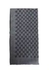 Gucci Double Jacquard Gg Wool Scarf In Gray