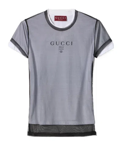 GUCCI GUCCI PRINTED DOUBLE LAYERED JERSEY T-SHIRT