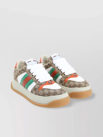 Gucci Double Panel Sneakers Leather Detail In White