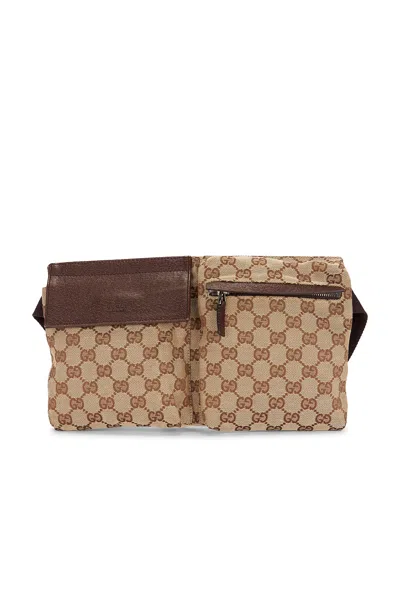 Pre-owned Gucci Double Pocket Belt Bag In Brown
