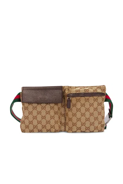 Pre-owned Gucci Double Pocket Belt Bag In Brown