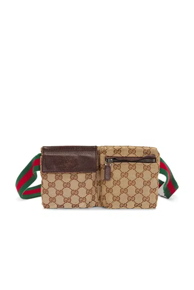 Pre-owned Gucci Double Pocket Belt Bag In Brown