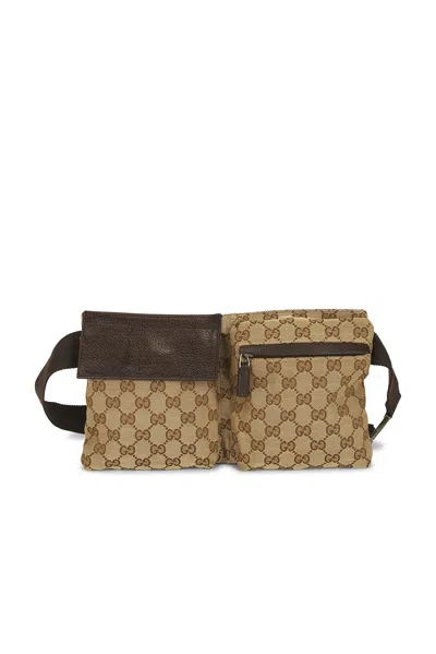 Pre-owned Gucci Double Pocket Belt Bag In Brown