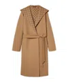 Gucci Reversible Wool Silk Blend Coat Gg In Brown