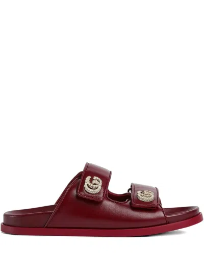 GUCCI DOUBLE-STRAP CRYSTAL-EMBELLISHED SANDALS