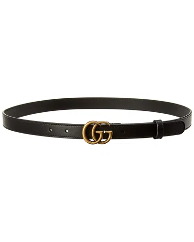 Pre-owned Gucci Double Thin Leather Belt Men's In Black