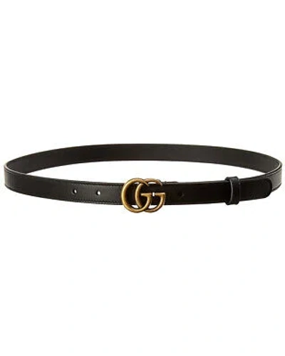 Pre-owned Gucci Double Thin Leather Belt Men's In Black