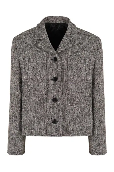 GUCCI GUCCI DOUBLE WOOL AND COTTON MOULINÉ JACKET