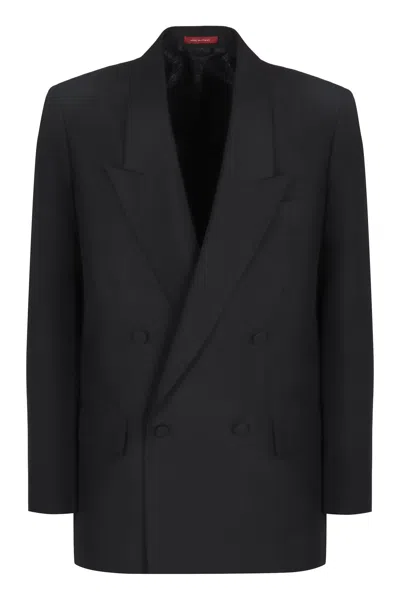 Gucci Double-breasted Jacket In Technical Panama In Blue
