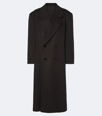 Gucci Double-breasted Oversized Cashmere Coat In Brown