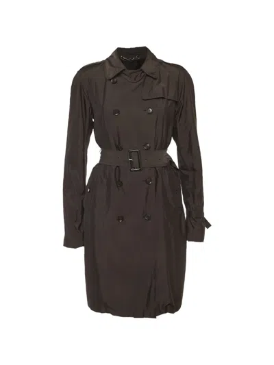 Pre-owned Gucci Double-breasted Trench Coat In Black