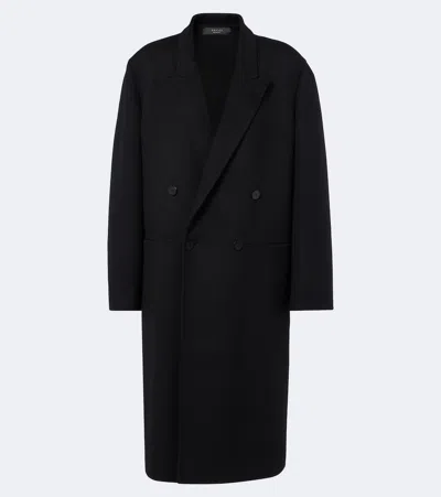 Gucci Double-breasted Wool Coat In Black