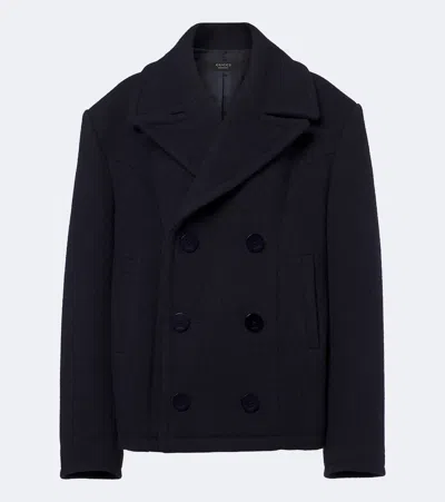Gucci Double-breasted Wool Jacket In Blue