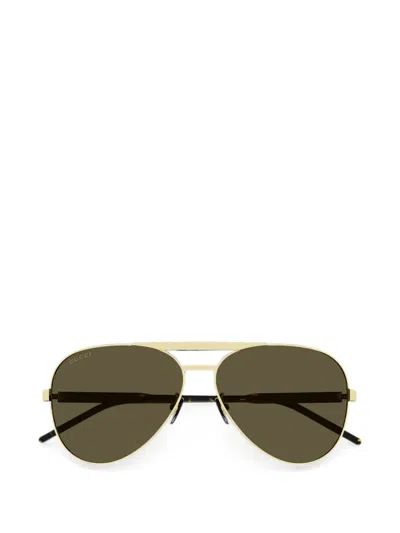 Gucci Double-bridge Pilot-frame Sunglasses In Gold