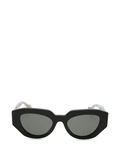 Gucci Double-g Geometric-frame Sunglasses In Black